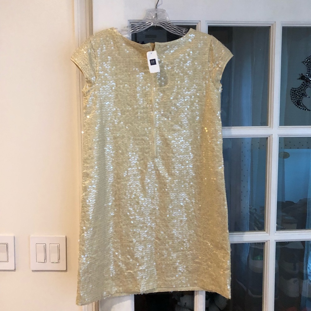 Gap girls sz14-16 gold sequined shift dress - Picture 3 of 7